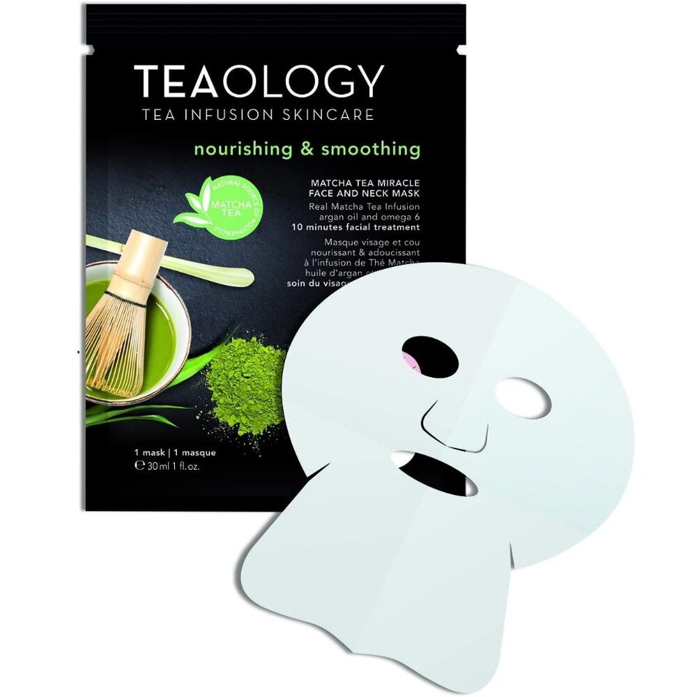 4 Packages of Teaology Nourishing & Smoothing Matcha Miracle Face and Neck Mask.